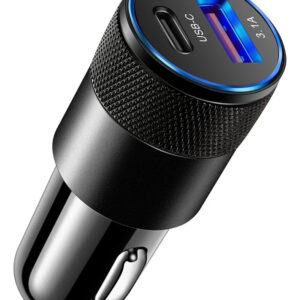 Cargador Auto Metal 2 Usb Tipo C Carga Rapida Android